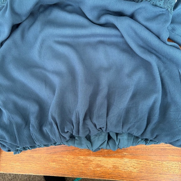 Blue Rail Peach/Pick Floral Embroidered Teal Blouse Lined Open Back Women’s XS - Picture 7 of 12